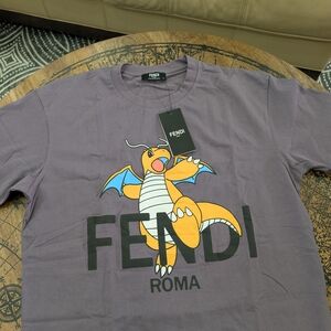 Fendi Light Purple T-Shirt with Dragon Graphic